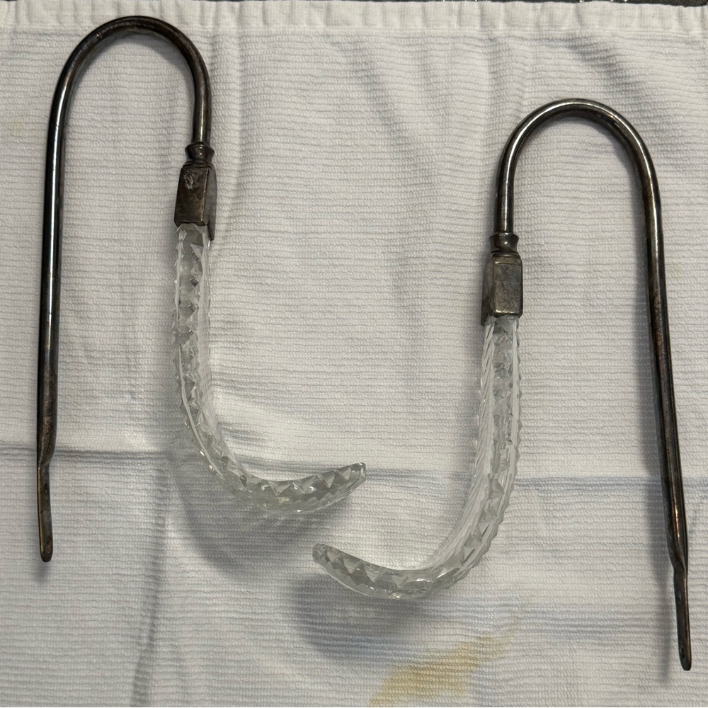 Vintage silver and Glass Curtain Tiebacks